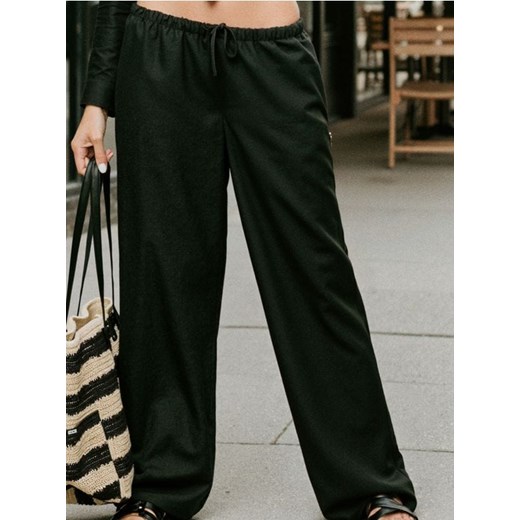 Sinsay - Spodnie wide leg z wiskozą i domieszką lnu - czarny ze sklepu Sinsay w kategorii Spodnie damskie - zdjęcie 184574804