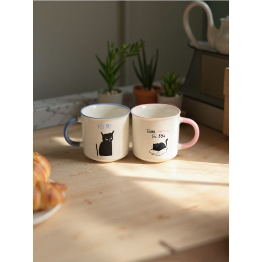 Sinsay - Porcelanowe kubki z ozdobnym printem 2 pack - wielobarwny ze sklepu Sinsay w kategorii Kubki - zdjęcie 184574813