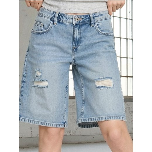 Sinsay - Jorts z przetarciami low waist - turkusowy ze sklepu Sinsay w kategorii Szorty - zdjęcie 184574833