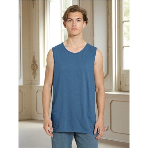 Sinsay - Bawełniany tank top basic - niebieski ze sklepu Sinsay w kategorii T-shirty męskie - zdjęcie 184574860