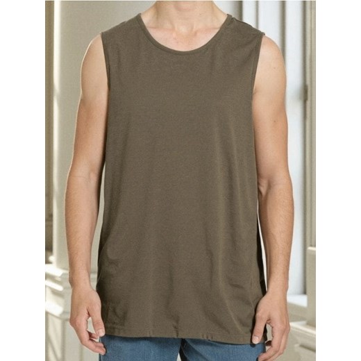 Sinsay - Bawełniany tank top basic - khaki ze sklepu Sinsay w kategorii T-shirty męskie - zdjęcie 184574861