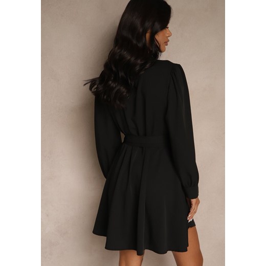 Czarna Sukienka z Kopertowym Dekoltem i Paskiem Naliama Renee S renee.pl