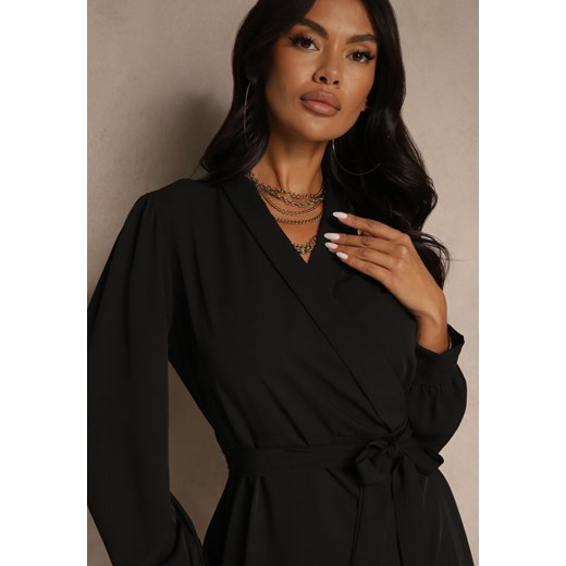 Czarna Sukienka z Kopertowym Dekoltem i Paskiem Naliama Renee L renee.pl