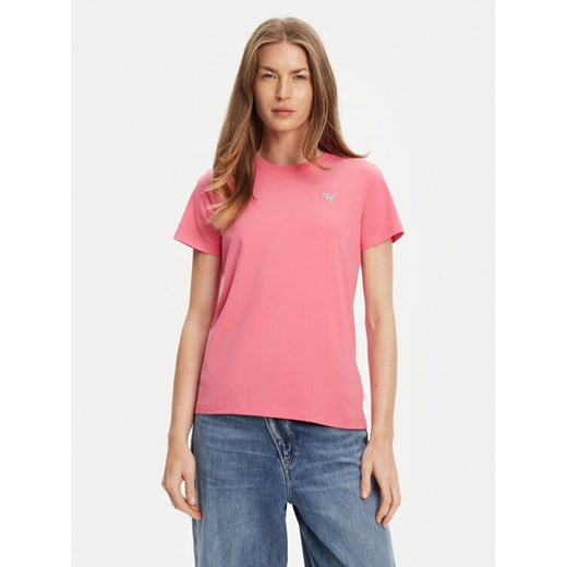 Guess Jeans T-Shirt W4YI10 J1314 Różowy Regular Fit ze sklepu MODIVO w kategorii Bluzki damskie - zdjęcie 184575260