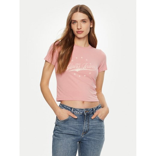 Guess Jeans T-Shirt W5RI59 J1314 Różowy Regular Fit ze sklepu MODIVO w kategorii Bluzki damskie - zdjęcie 184575270