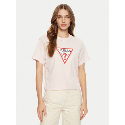 Guess Jeans T-Shirt W4YI73 K8HM0 Różowy Regular Fit ze sklepu MODIVO w kategorii Bluzki damskie - zdjęcie 184575273