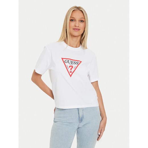 Guess Jeans T-Shirt W4YI73 K8HM0 Biały Boxy Fit ze sklepu MODIVO w kategorii Bluzki damskie - zdjęcie 184575292