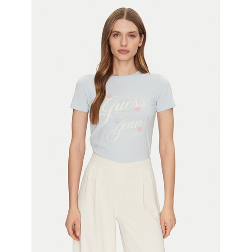 Guess Jeans T-Shirt W5GI24 J1314 Niebieski Regular Fit ze sklepu MODIVO w kategorii Bluzki damskie - zdjęcie 184575293