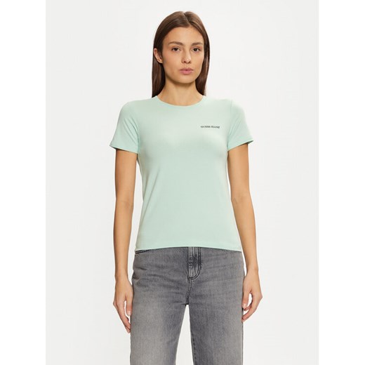 Guess Jeans T-Shirt W4YI02 J1314 Zielony Regular Fit ze sklepu MODIVO w kategorii Bluzki damskie - zdjęcie 184575304