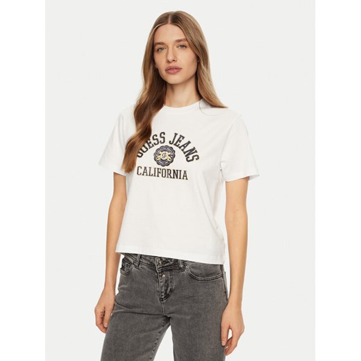 Guess Jeans T-Shirt W5RI43 K8HM0 Biały Regular Fit ze sklepu MODIVO w kategorii Bluzki damskie - zdjęcie 184575342