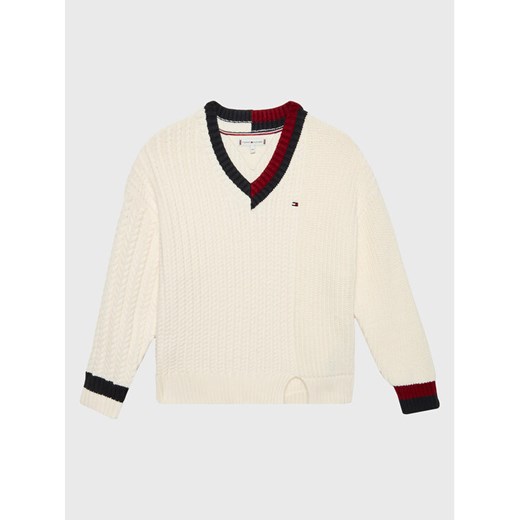 Tommy Hilfiger Sweter KG0KG06903 Écru Oversize ze sklepu MODIVO w kategorii Swetry chłopięce - zdjęcie 184575352