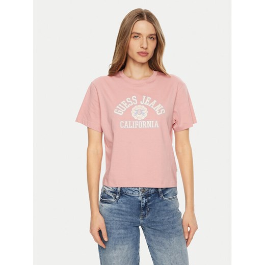 Guess Jeans T-Shirt W5RI43 K8HM0 Różowy Regular Fit ze sklepu MODIVO w kategorii Bluzki damskie - zdjęcie 184575364