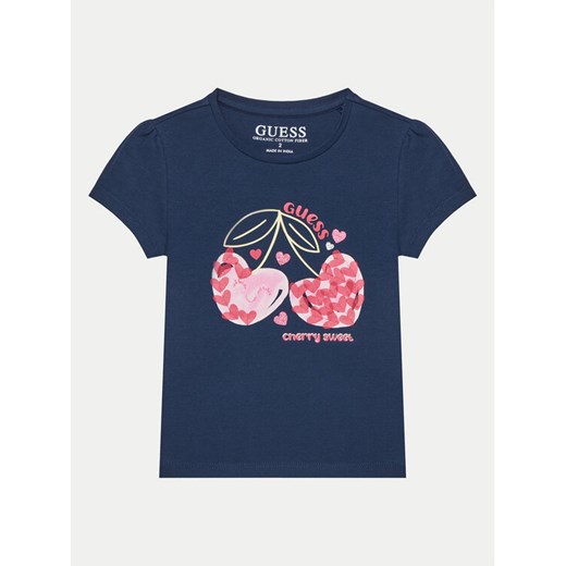 Guess T-Shirt K5GI03 K6YW4 Niebieski Regular Fit ze sklepu MODIVO w kategorii Bluzki dziewczęce - zdjęcie 184575392