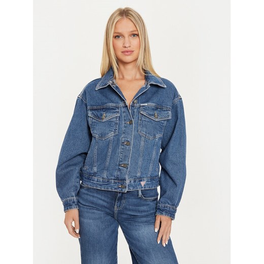 Guess Jeans Kurtka jeansowa W4YN56 D5CC3 Granatowy Oversize ze sklepu MODIVO w kategorii Kurtki damskie - zdjęcie 184575401