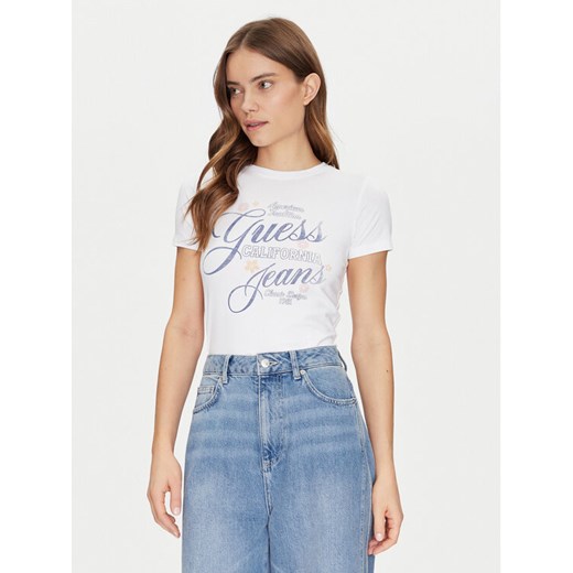 Guess Jeans T-Shirt W5GI24 J1314 Biały Regular Fit ze sklepu MODIVO w kategorii Bluzki damskie - zdjęcie 184575423