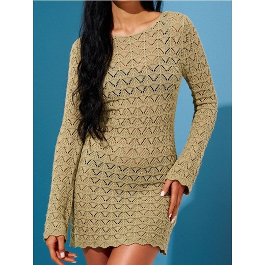 Sinsay - Dzianinowa sukienka mini z bawełny - zielony ze sklepu Sinsay w kategorii Sukienki - zdjęcie 184579961