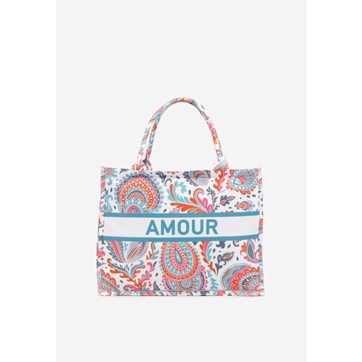 Pomarańczowa Prostokątna Torebka Typu Shopper Zdobiona Ornamentalnym Wzorem Alirielle ze sklepu renee.pl w kategorii Torby Shopper bag - zdjęcie 184579980