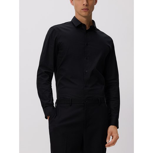 Reserved - Bawełniana koszula slim fit - czarny ze sklepu Reserved w kategorii Koszule męskie - zdjęcie 184580780