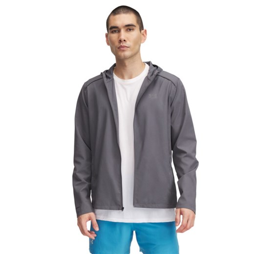 Męska kurtka do biegania Under Armour UA Storm Run Hooded Jacket - szara ze sklepu Sportstylestory.com w kategorii Kurtki męskie - zdjęcie 184580862