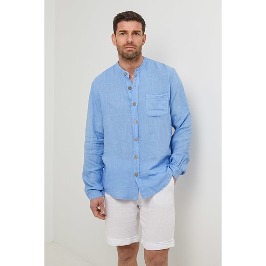 Rodier Lin Lniana koszula w kolorze błękitnym Rodier Lin L/XL Limango Polska wyprzedaż
