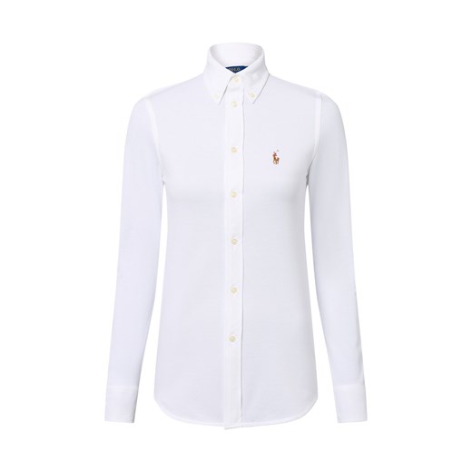 Polo Ralph Lauren Damska bluzka koszulowa Kobiety Bawełna biały jednolity ze sklepu vangraaf w kategorii Koszule damskie - zdjęcie 184584491