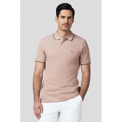 Koszulka Polo Bawełniana Beżowa Borin ze sklepu Lancerto S.A. w kategorii T-shirty męskie - zdjęcie 184584494