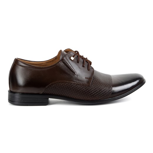 Buty męskie eleganckie skórzane 302T3 ciemny brąz ze sklepu butyolivier w kategorii Buty eleganckie męskie - zdjęcie 184584614