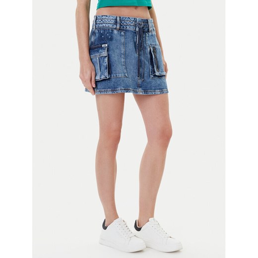 Guess Spódnica jeansowa W5YD0L D5R01 Niebieski Regular Fit ze sklepu MODIVO w kategorii Spódnice - zdjęcie 184584900