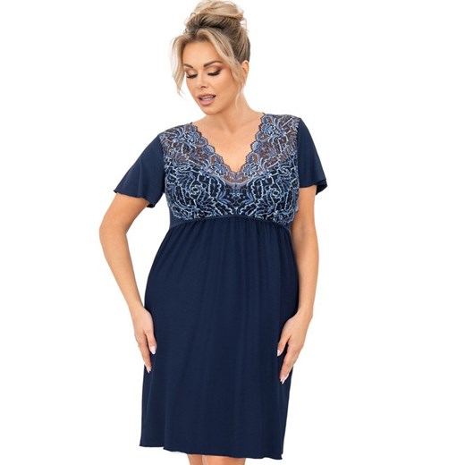 Damska koszula nocna granatowa plus size Melania, Kolor granatowy, Rozmiar 3XL, Donna ze sklepu Primodo w kategorii Koszule nocne - zdjęcie 184585444