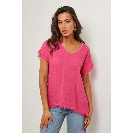 Le Monde du Lin Lniana bluzka w kolorze różowym ze sklepu Limango Polska w kategorii Bluzki damskie - zdjęcie 184585800
