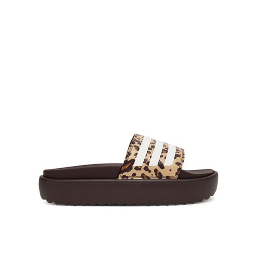 Klapki adidas adilette Platform Slides JR9234 Brązowy ze sklepu eobuwie.pl w kategorii Klapki damskie - zdjęcie 184587263