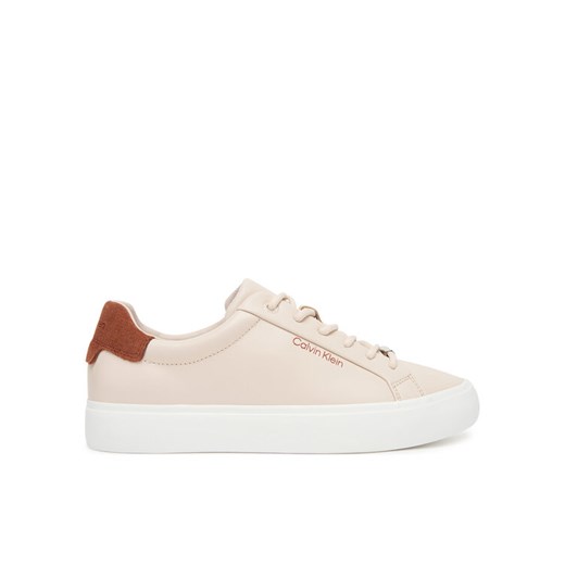 Calvin Klein Sneakersy Vulc Lace Up Lth W/Sue Bt HW0HW02571 Beżowy ze sklepu MODIVO w kategorii Buty sportowe damskie - zdjęcie 184588490