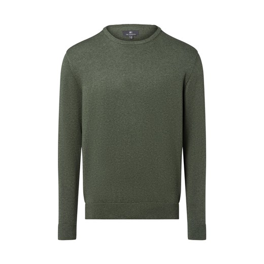 Nils Sundström Męski sweter Mężczyźni Bawełna oliwkowy marmurkowy ze sklepu vangraaf w kategorii Swetry męskie - zdjęcie 184589843