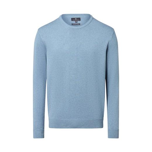 Nils Sundström Męski sweter Mężczyźni Bawełna jasnoniebieski marmurkowy ze sklepu vangraaf w kategorii Swetry męskie - zdjęcie 184589844