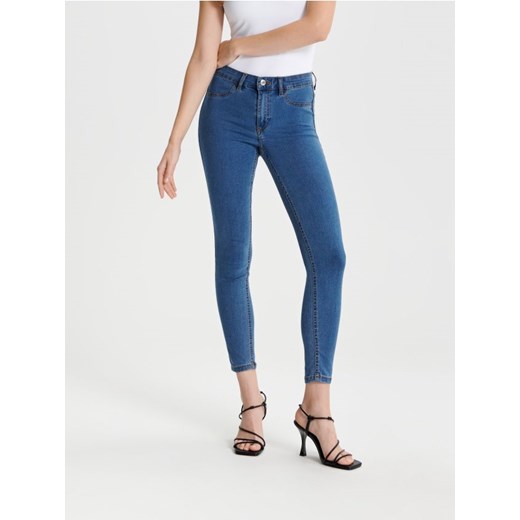 Sinsay - Jeansy skinny mid waist - niebieski ze sklepu Sinsay w kategorii Jeansy damskie - zdjęcie 184590460