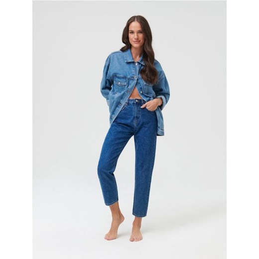 Sinsay - Jeansy mom high waist - niebieski Sinsay 42 Sinsay promocja