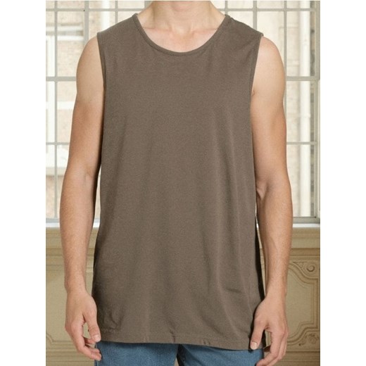 Sinsay - Bawełniany tank top basic - brązowy ze sklepu Sinsay w kategorii T-shirty męskie - zdjęcie 184590514