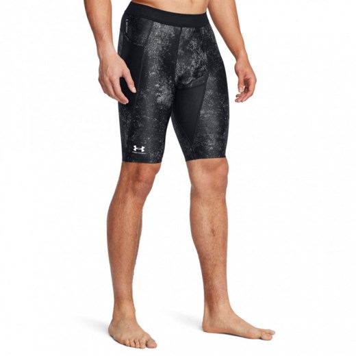 Męskie legginsy krótkie treningowe Under Armour UA Hg Isochill Prtd Lg Sts - czarne ze sklepu Sportstylestory.com w kategorii Spodenki męskie - zdjęcie 184592084