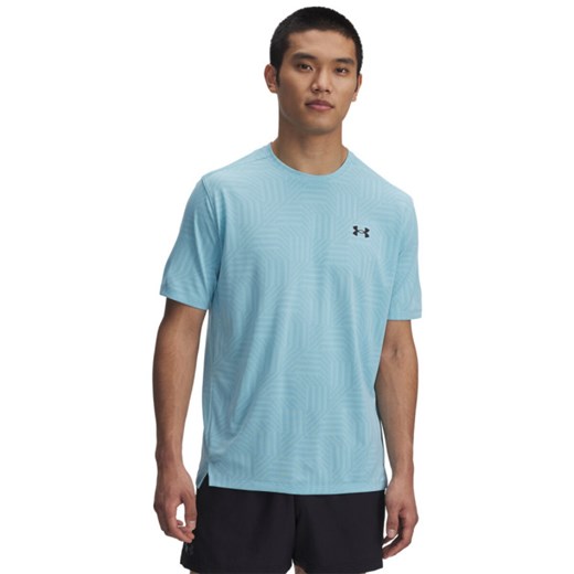 Męska koszulka treningowa Under Armour UA Tech Vent Geotessa SS - niebieska ze sklepu Sportstylestory.com w kategorii T-shirty męskie - zdjęcie 184595191