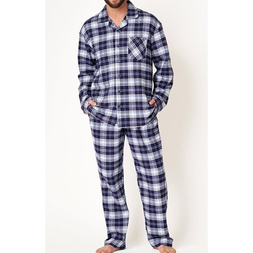 Męska piżama flanelowa MNS 411, Kolor granatowy-wzór, Rozmiar M, Key ze sklepu Intymna w kategorii Piżamy męskie - zdjęcie 184595633