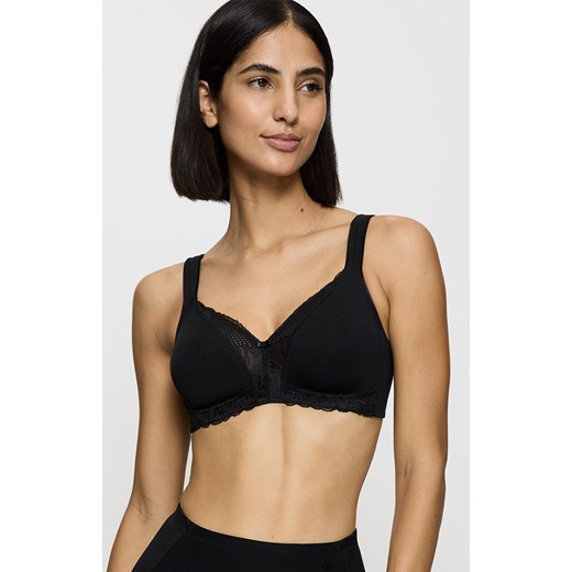 Triumph biustonosz bez fiszbin Modern Lace+Cotton N 10207539-0004, Kolor czarny, Rozmiar 75B, Triumph ze sklepu Intymna w kategorii Biustonosze - zdjęcie 184595780