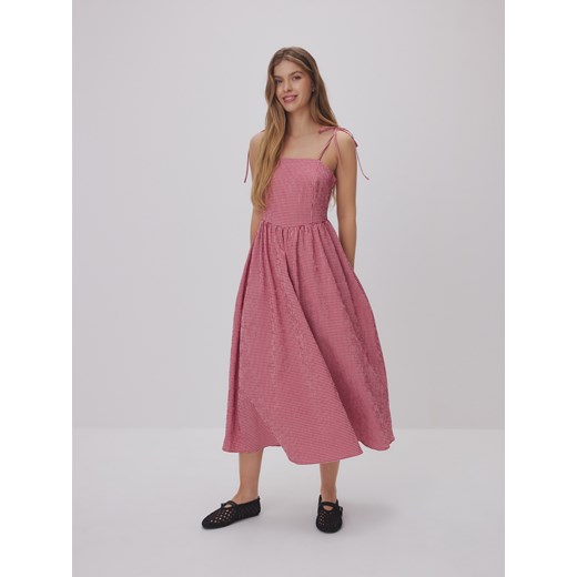 Reserved - Sukienka midi w kratkę - czerwony ze sklepu Reserved w kategorii Sukienki - zdjęcie 184595894
