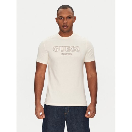 Guess T-Shirt M5GI07 I3Z14 Écru Slim Fit ze sklepu MODIVO w kategorii T-shirty męskie - zdjęcie 184596703