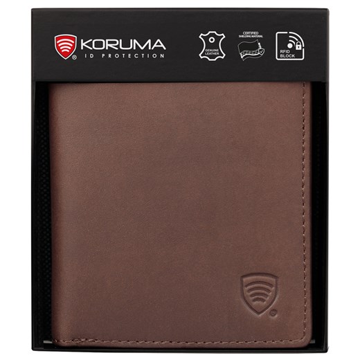 Bardzo mały portfel skórzany męski RFID BLOCK (brązowy) ze sklepu Koruma ID Protection w kategorii Portfele męskie - zdjęcie 184596791