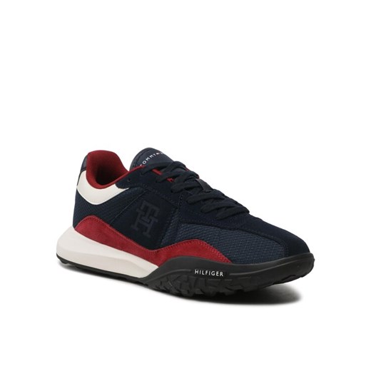 Sneakersy Tommy Hilfiger Retro Modern Runner Mix FM0FM04363 Granatowy ze sklepu eobuwie.pl w kategorii Buty sportowe męskie - zdjęcie 184597040