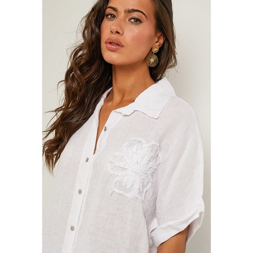 Le Monde du Lin Lniana bluzka w kolorze białym Le Monde Du Lin 36/38 wyprzedaż Limango Polska