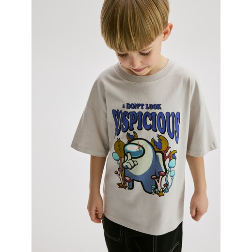 Reserved - T-shirt Among Us - jasnoszary ze sklepu Reserved w kategorii T-shirty chłopięce - zdjęcie 184597560