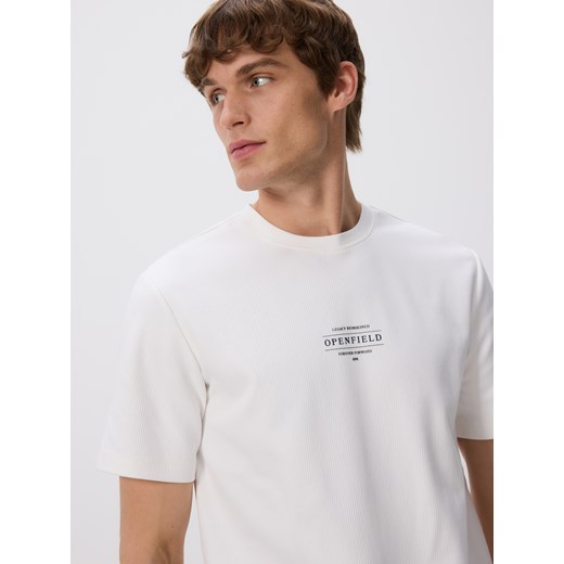 Reserved - T-shirt comfort z nadrukiem - złamana biel Reserved XL Reserved