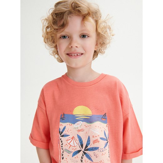 Reserved - T-shirt oversize - koralowy Reserved 128 (7-8 lat) okazyjna cena Reserved