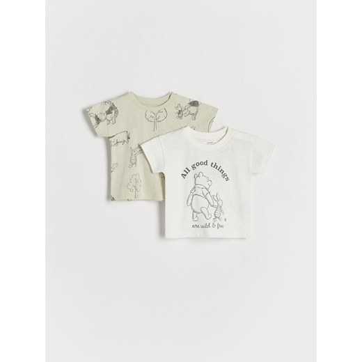 Reserved - T-shirt Kubuś Puchatek 2 pack - złamana biel Reserved 62 (1-3 m.) promocja Reserved